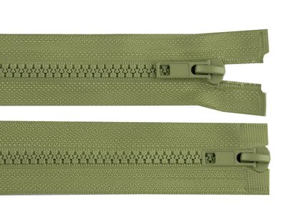 Zip kostěný 5 mm dělitelný 2 jezdce 95 cm (bundový){% if variant.name %} – 263 zelená khaki{% endif %}