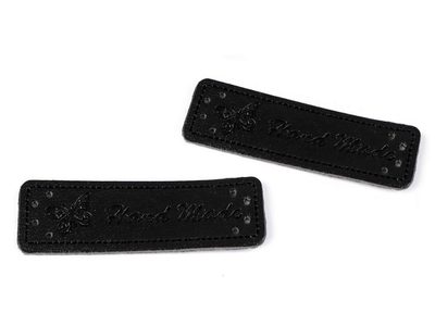 Eko kůže cedulka / ozdoba / nášivka Handmade 15x50 mm 5 kusů{% if variant.name %} – 4 černá{% endif %}