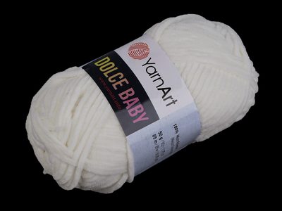 Pletací žinylková příze Dolce Baby 50 g{% if variant.name %} – 2 (745) krémová nejsvět.{% endif %}