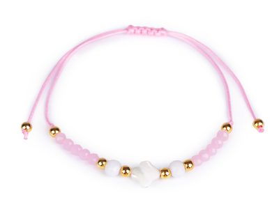 Náramek shamballa s perletí a broušenými korálky{% if variant.name %} – 2 růžová sv.{% endif %}