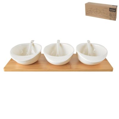 Miska porc.+lžička+bambus tác serv. set WHITELINE - 32 x 13,5 x 5,5 cm{% if product.brand.name %} – Morex{% endif %}