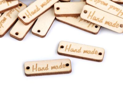 Dřevěná cedulka / ozdoba Handmade 10x30 mm 10 kusů{% if product.brand.name %} – Galanterka{% endif %}