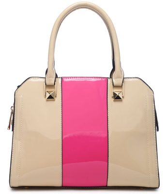 Kabelka dámská béžová s růžovým pruhem model A34176 elegantní přes rameno{% if product.brand.name %} – Moda Handbag{% endif %}