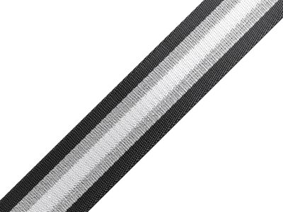 Hladký oboustranný popruh s lurexem šíře 40 mm METRÁŽ{% if variant.name %} – 3 šedá stříbrná{% endif %}