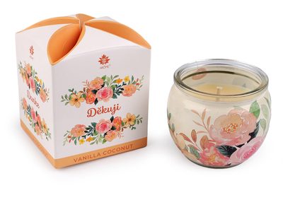 Vánoční vonná svíčka ve skle 90 g{% if variant.name %} – 13 (Děkuji) béžová nejsv.{% endif %}