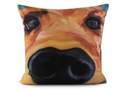 Sametový povlak na polštář pes, kočka 45x45 cm{% if variant.name %} – 4 hořčicová pejsek{% endif %}