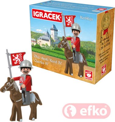 IGRÁČEK Karel IV. Karlštejn set s koněm a doplňky v krabičce – fotka 1
