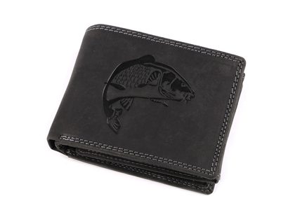 Pánská kožená Peněženka - 9,5x12 cm - Pro Myslivce, Rybáře, Motorkáře{% if variant.name %} – 22 černá ryba{% endif %}