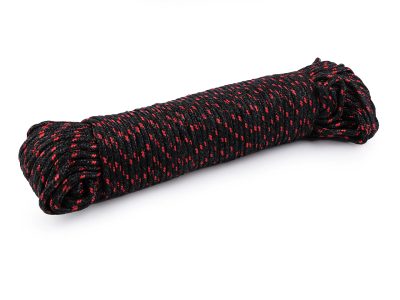 Padáková šňůra / lano Ø5 mm návin 50 metrů{% if variant.name %} –  4 černá - červená {% endif %}