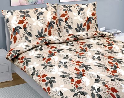 Krepové povlečení na dvoudeku Oranžová,Šedá,Béžová 80/807{% if product.brand.name %} – Bellatex{% endif %}
