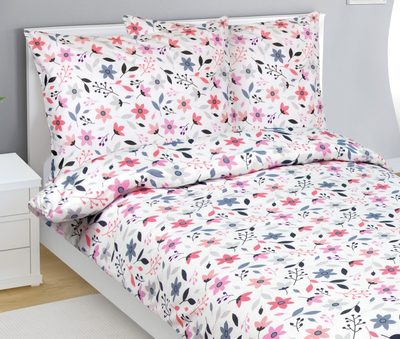 Povlečení bavlněný satén Růžová,Šedá,Bílá 94/549{% if product.brand.name %} – Bellatex{% endif %}