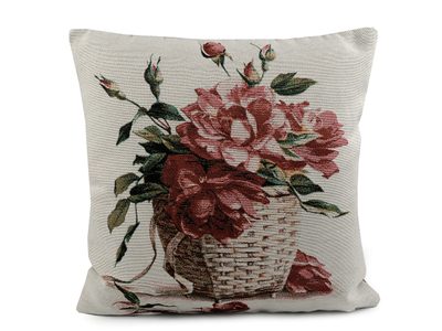 Gobelínový povlak na polštář levandule, růže 45x45 cm{% if variant.name %} – 2 režná růže{% endif %}