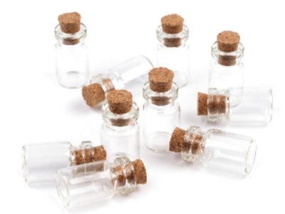 Skleněná lahvička  13x25mm s korkem 10 kusů{% if product.brand.name %} – Galanterka{% endif %}
