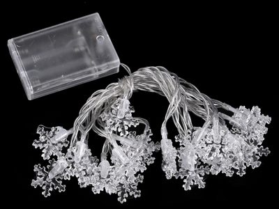 LED světelný řetěz vločky, hvězdy, stromečky na baterie{% if variant.name %} – 2 transparent vločka{% endif %}