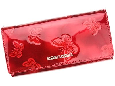Gregorio Kožená červená dámská peněženka s motýly v dárkové krabičce{% if product.brand.name %} – Gregorio{% endif %}