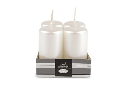 Adventní svíčky válec Ø4 cm - 3 bílá metalic