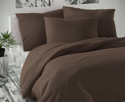 Saténové bavlněné prodloužené povlečení LUXURY COLLECTION 140x220, 70x90cm tmavě hnědé – fotka 1