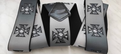 Šle pánské motorkářské Lebky široké 50 mm Y 120 cm{% if variant.name %} – šedá{% endif %}