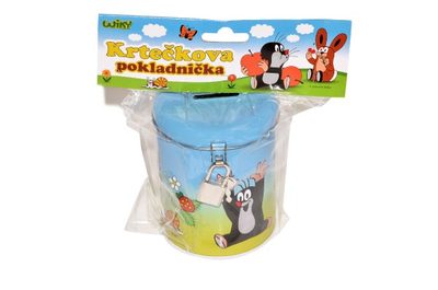 Pokladnička Krtek válec se zámkem plech 9x11cm v sáčku – fotka 1