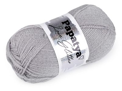 Pletací příze Papatya Love Glitter 100 g{% if variant.name %} – 4 (2560) šedá světlá stříbrná{% endif %}
