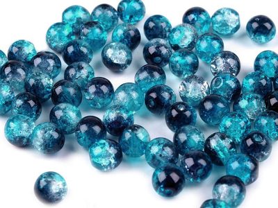 Skleněné korálky praskačky dvoubarevné Ø6 mm 10 gramu{% if variant.name %} – 4 (48003) modrá - modrá tmavá{% endif %}