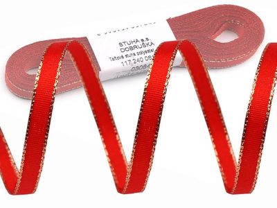 Vánoční stuha taftová šíře 9 mm s lurexem svazek 10 metrů{% if product.brand.name %} – Galanterka{% endif %}