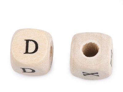 Dřevěné korálky kostka písmena 10x10 mm{% if product.brand.name %} – Stoklasa{% endif %}