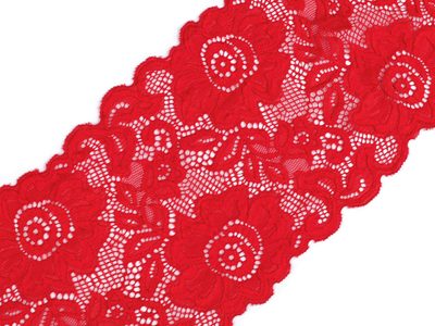 Elastická krajka / vsadka / běhoun šíře 14 cm METRÁŽ{% if variant.name %} – 4 červená{% endif %}