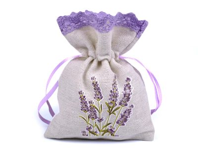 Dárkový pytlík s potiskem levandule 10x13 cm{% if variant.name %} – 7 režná světlá{% endif %}