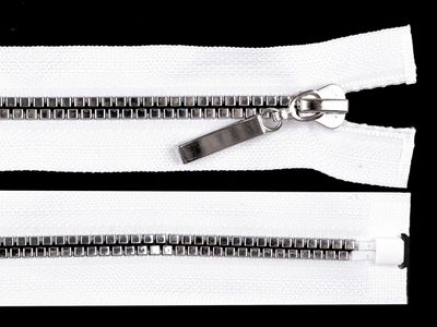 Kostěný zip šíře 5 mm délka 40 cm kostičky{% if variant.name %} – 3 bílá stříbrná{% endif %}