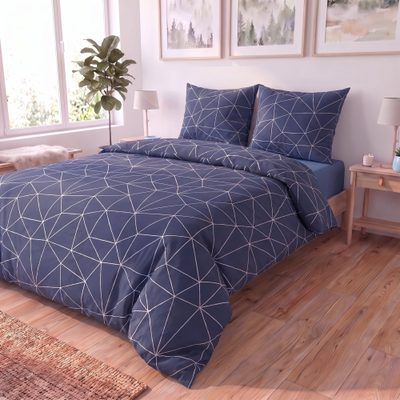 Bavlněné povlečení NORDIC COLLECTION GRID modré – fotka 3