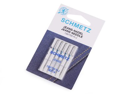 Strojové jehly Jeans 90; 100; 110 sdružené Schmetz{% if variant.name %} – 1 (90/14) nikl{% endif %}