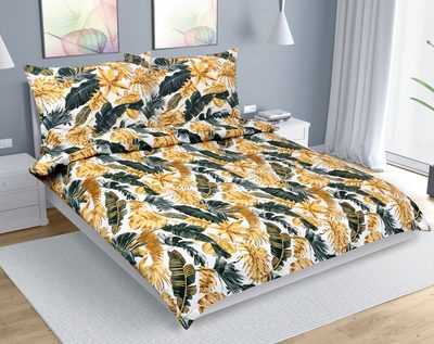 Bavlněné povlečení na dvoudeku Zlatá,Šedá,Bílá 90/812{% if variant.name %} – 200x200 cm, 2ks 70x90 cm{% endif %}