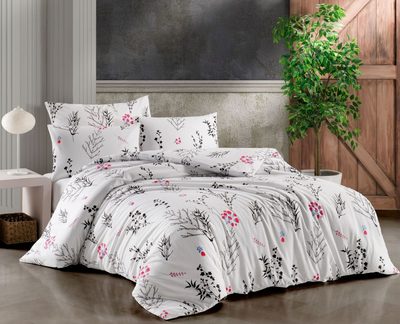 Bavlněné ložní povlečení DELUX Beauty bílé 140×200, 70×90 cm – fotka 1