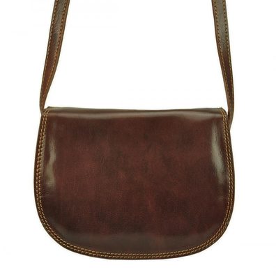 Kožená malá dámská crossbody kabelka tmavě modrá-hnědá