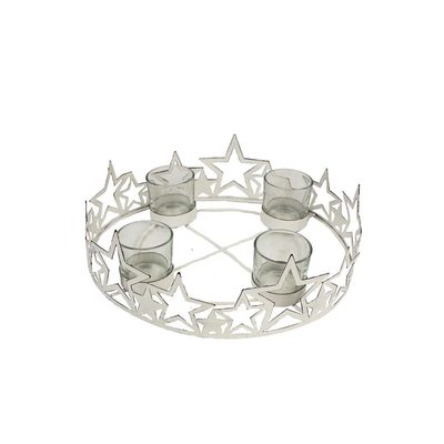 Svícen na 4 svíčky bílý, velký K1571/2 - dia 26 x 7,5 cm{% if product.brand.name %} – Morex{% endif %}