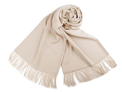 Šála typu pashmina s třásněmi 65x180 cm{% if variant.name %} – 6 (14) béžová světlá{% endif %}
