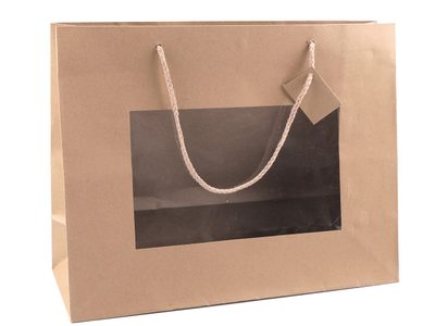 Papírová taška natural s průhledem a širokým dnem{% if product.brand.name %} – Stoklasa{% endif %}