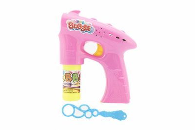 Bublifuk pistole plast 13cm + 1 náplň na baterie 3 barvy na kartě – fotka 2