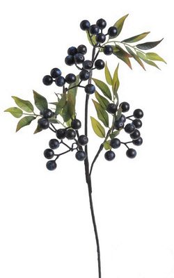 Umělé velké bobule s listy - modročerná 60 cm{% if product.brand.name %} – Canea{% endif %}