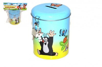Pokladnička Krtek válec se zámkem plech 9x11cm v sáčku{% if product.brand.name %} – Wiky{% endif %}