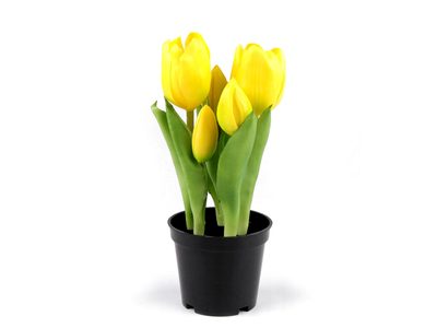 Umělé tulipány v květináči{% if variant.name %} – 2 (21cm) žlutá{% endif %}