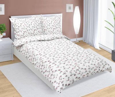 Povlečení krepové Bílá,Růžová 80/225 140x200, 70x90 cm – fotka 1