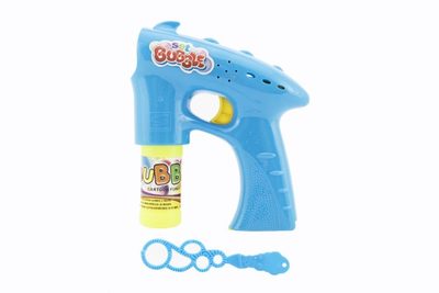 Bublifuk pistole plast 13cm + 1 náplň na baterie 3 barvy na kartě – fotka 4
