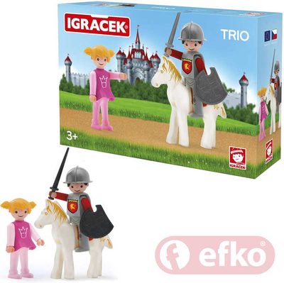 IGRÁČEK TRIO Princezna, rytíř a bílý kůň set v krabičce – fotka 1