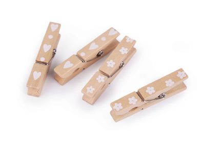 Dřevěný kolíček srdce, květ 7x45 mm balení 8 kusů{% if product.brand.name %} – Galanterka{% endif %}
