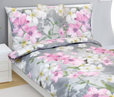Bavlněné povlečení Růžová,Šedá,Bílá 90/244{% if product.brand.name %} – Bellatex{% endif %}