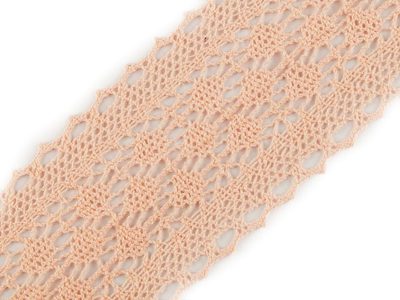 Krajka / vsadka paličkovaná šíře 63 mm METRÁŽ{% if variant.name %} – 10 pudrovo-lososová{% endif %}