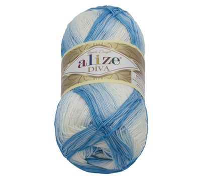 Příze DIVA BATIK Bílá,Modrá 2130 100g / 350 m{% if product.brand.name %} – Alize{% endif %}