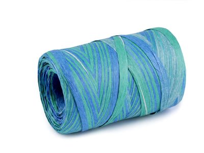 Lýko rafie k pletení tašek - přírodní multicolor, šíře 5-8 mm{% if variant.name %} – 5 modrá azuro zelená{% endif %}